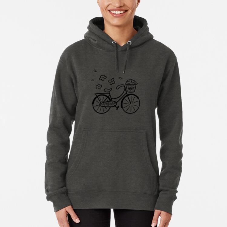 Charming Bicycle Design With Flowers And Basket Hoodie