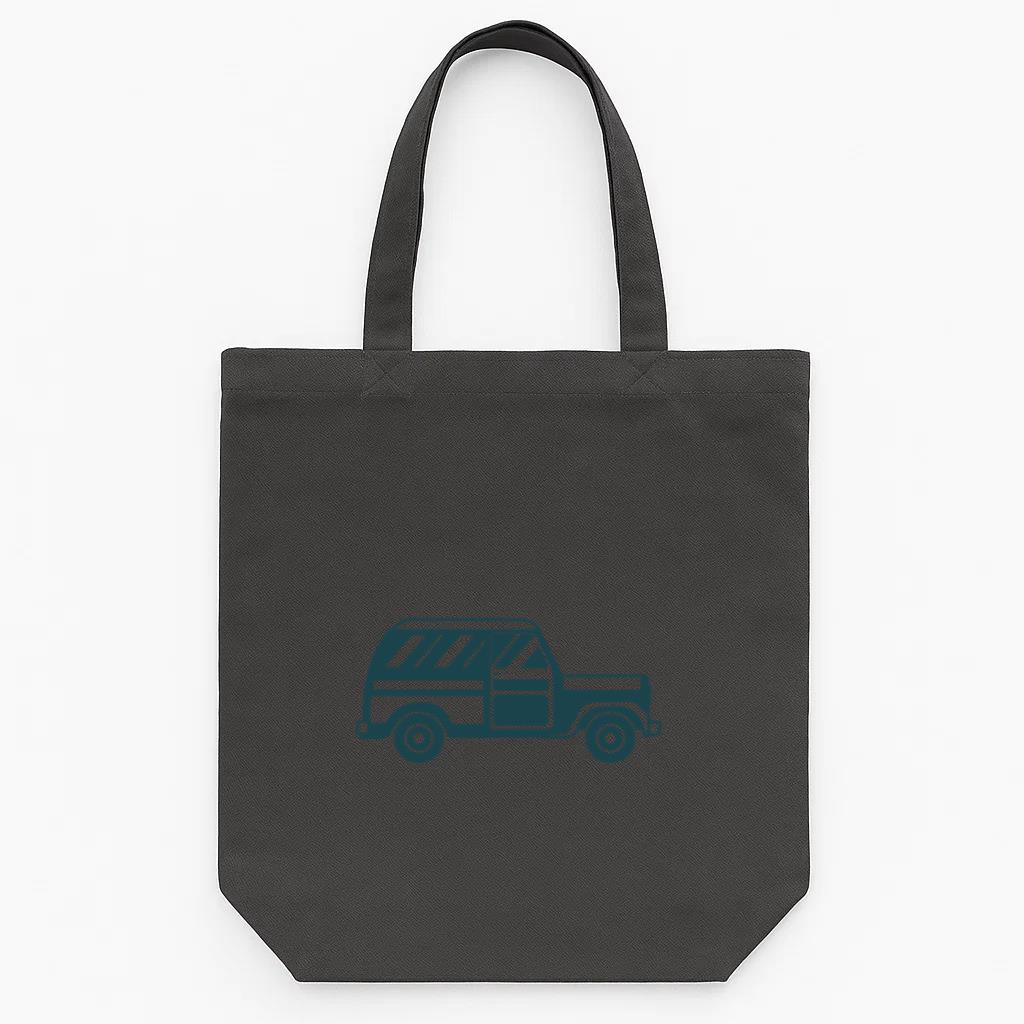 Side Vehicle Body Car Wheel Detailed Silhouette Tote Canvas Bag