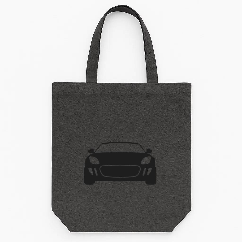 Sport Car Front View Silhouette Tote Canvas Bag