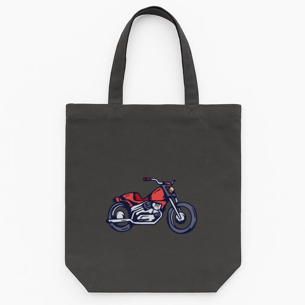 Stylish Chopper Motorcycle Illustration Tote Canvas Bag