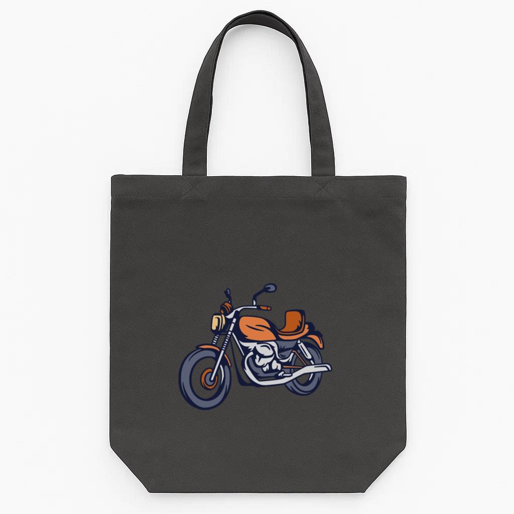 Stylish Cruiser Motorcycle Illustration Design Tote Canvas Bag