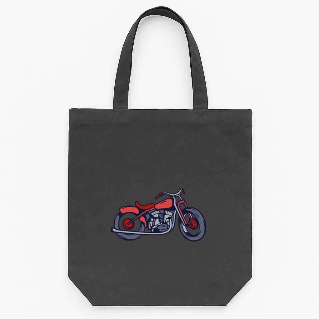 Stylish Vintage Motorcycle Illustration Tote Canvas Bag