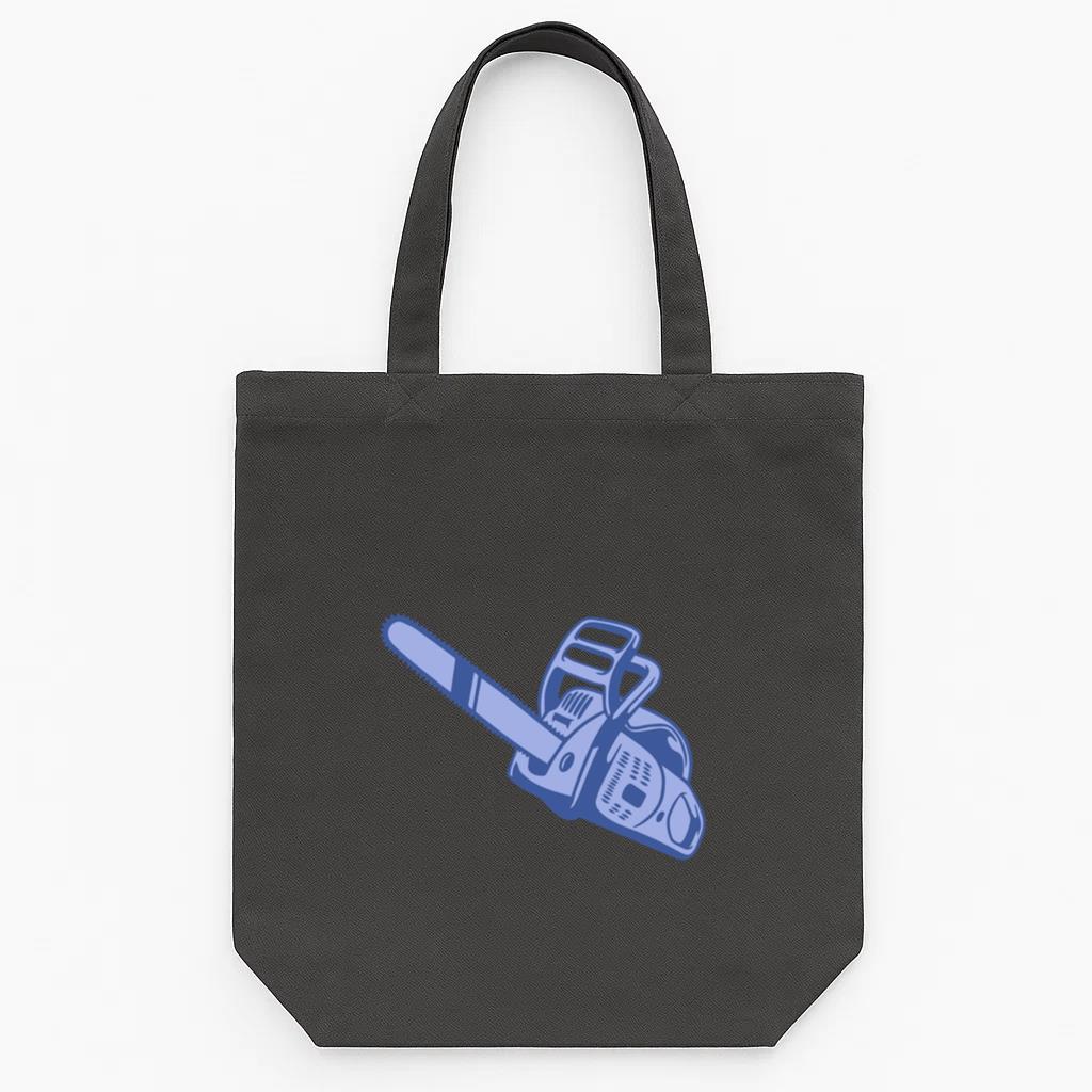 Stylized Chainsaw Illustration Design Tote Canvas Bag