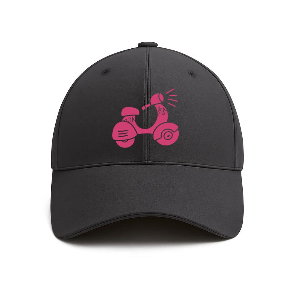 Vibrant Pink Scooter Illustration Cotton Baseball Hat