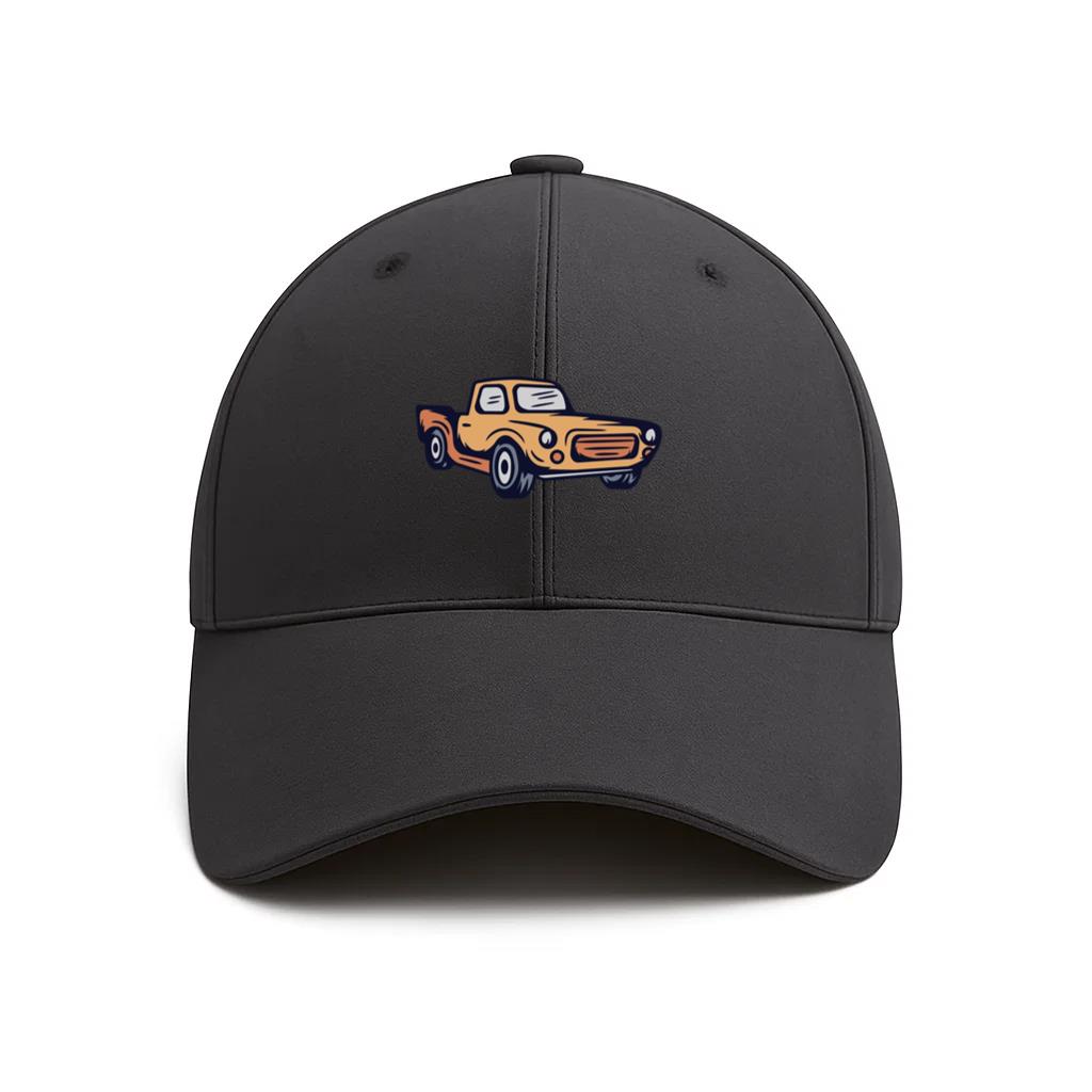 Vintage Style Orange Pickup Truck Illustration Cotton Baseball Hat